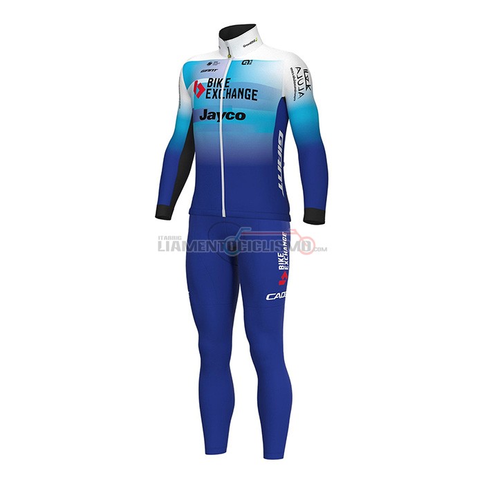 Abbigliamento Ciclismo Bike Exchange Manica Lunga 2022 Blu Bianco